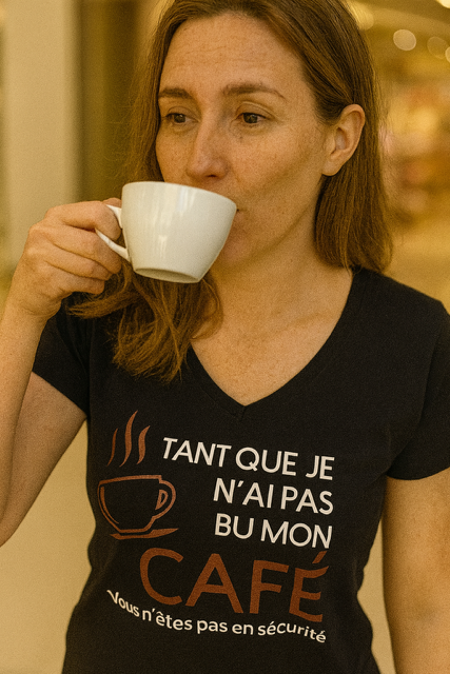 T-shirt femme “Tant que je n’ai pas bu mon café, vous n’êtes pas en sécurité” 