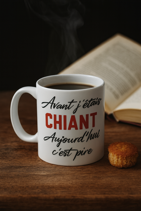 Mug blanc mat "Avant j’étais chiant, aujourd’hui c’est pire" 