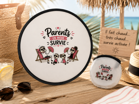Éventail pliant personnalisé "Parents en mode survie" 👨‍👩‍👧‍👦🌸😂