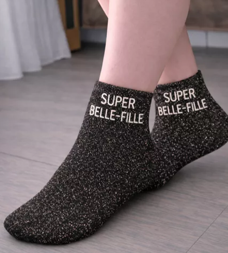 ✨ Chaussettes à paillettes Super Belle-Fille ✨