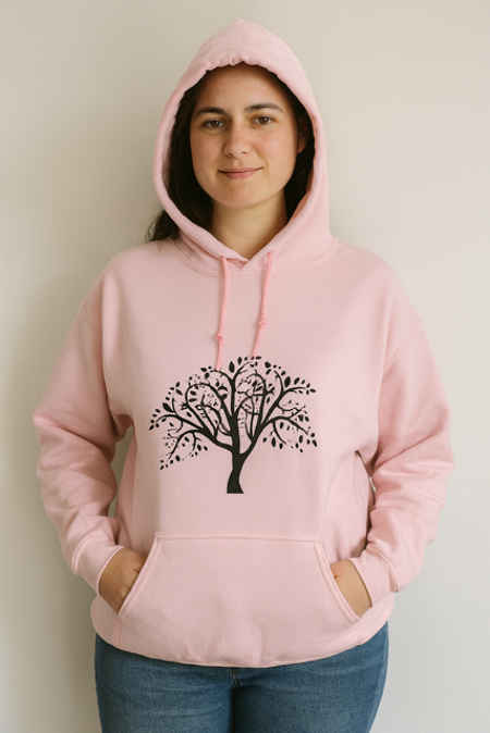 Sweat à capuche femme avec dessin arbre de vie 
