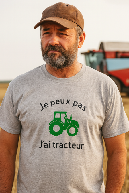  T-shirt homme – « Je peux pas, j’ai tracteur » 🚜😎