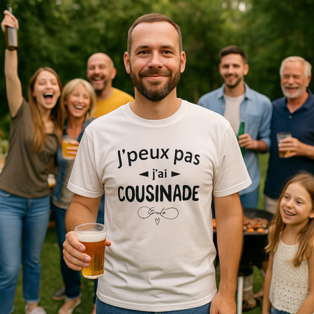 👕 T-shirt homme  « J’peux pas, j’ai cousinade »