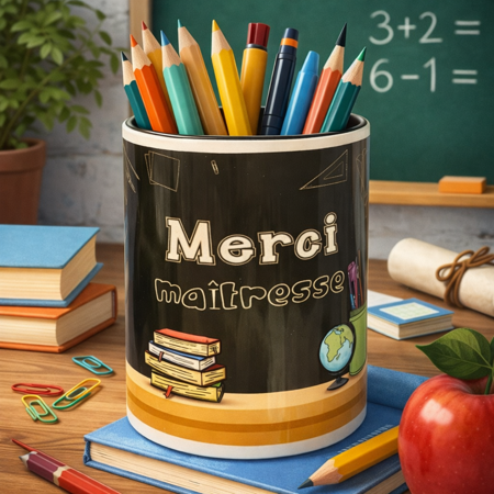 Pot à crayons – “Merci maîtresse” (Modèle 2) ✏️💖