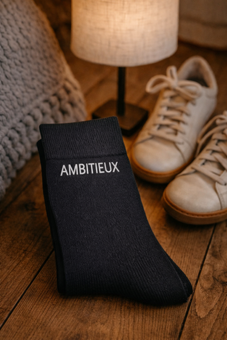 Chaussettes à messages homme – “Ambitieux”