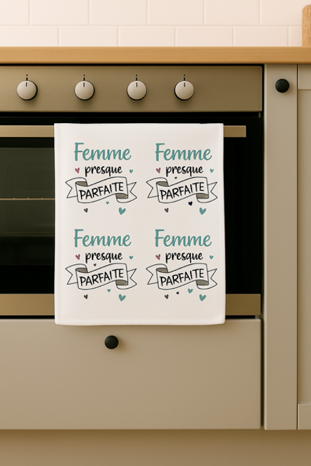 Torchon “Femme presque parfaite” 👇