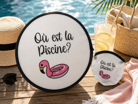 Éventail pliant personnalisé "Où est la piscine ?" 🏖️🌞💦