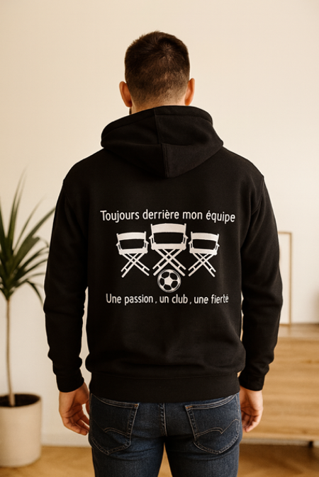 ⚽ Sweat à capuche homme  « Toujours derrière mon équipe – une passion, un club, une fierté »