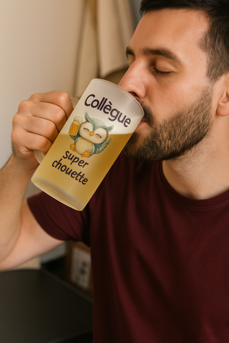 Chope à bière "Collègue super chouette" 