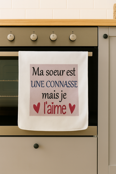 Torchon Microfibre « Ma sœur est une connasse, mais je l’aime »