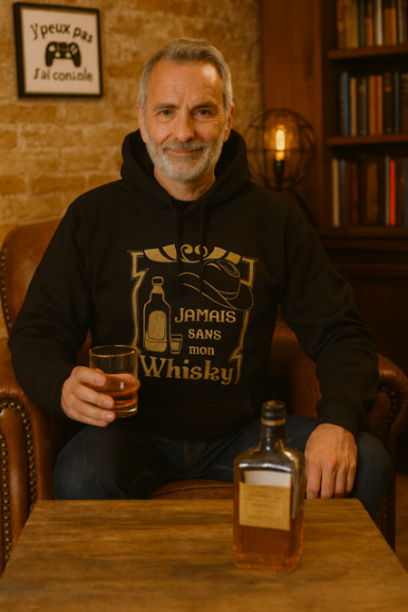 Sweat à capuche homme “Jamais sans mon whisky” 