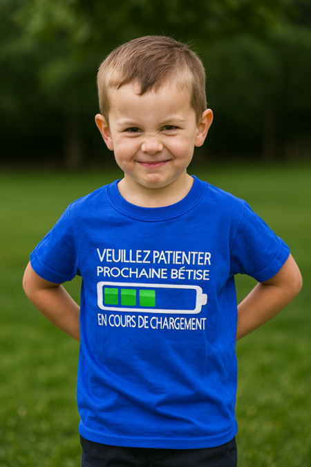 T-shirt enfant – Veuillez patienter, prochaine bêtise en cours de chargement” 😄👕 