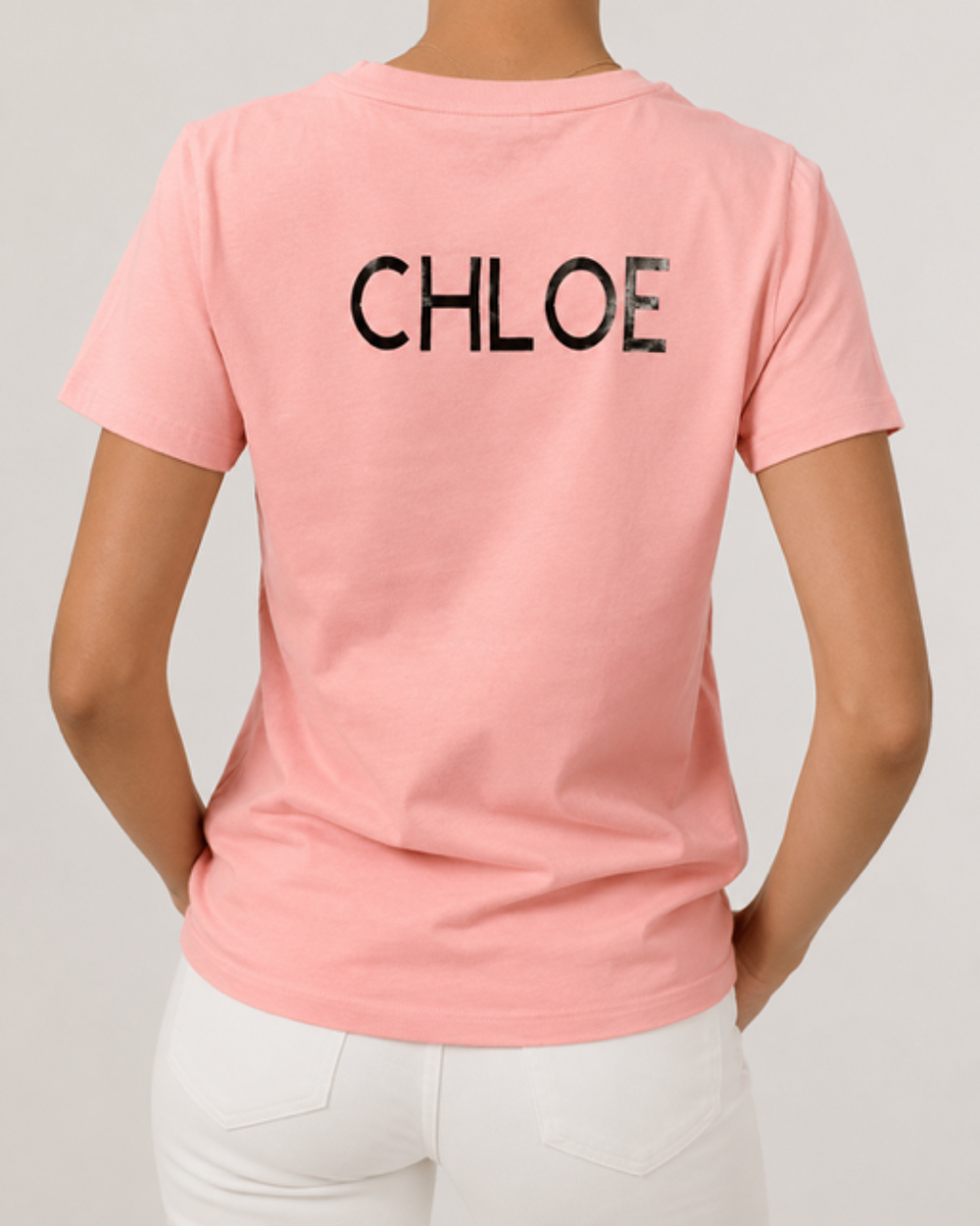 t shirt rose prénom dos