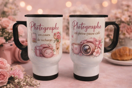 ☕ Mug isotherme « Photographe en cours de recharge »