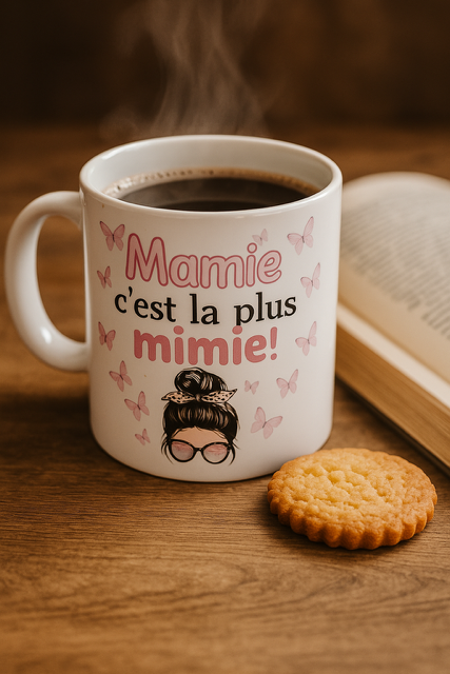 Mug blanc mat – “Mamie c’est la plus mimie” 
