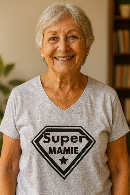  T-shirt Femme « Super Mamie » – Pouvoirs illimités