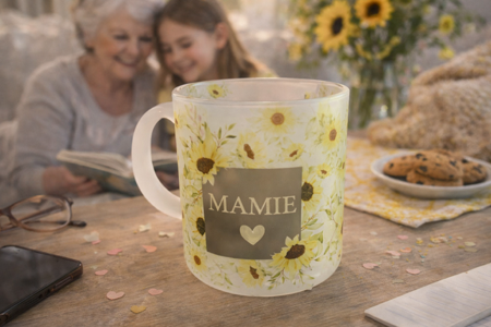 ☕ Mug en verre dépoli « Mamie »