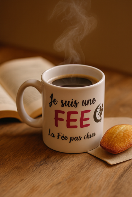 Mug blanc mat "Je suis une fée, la fée pas chier" 