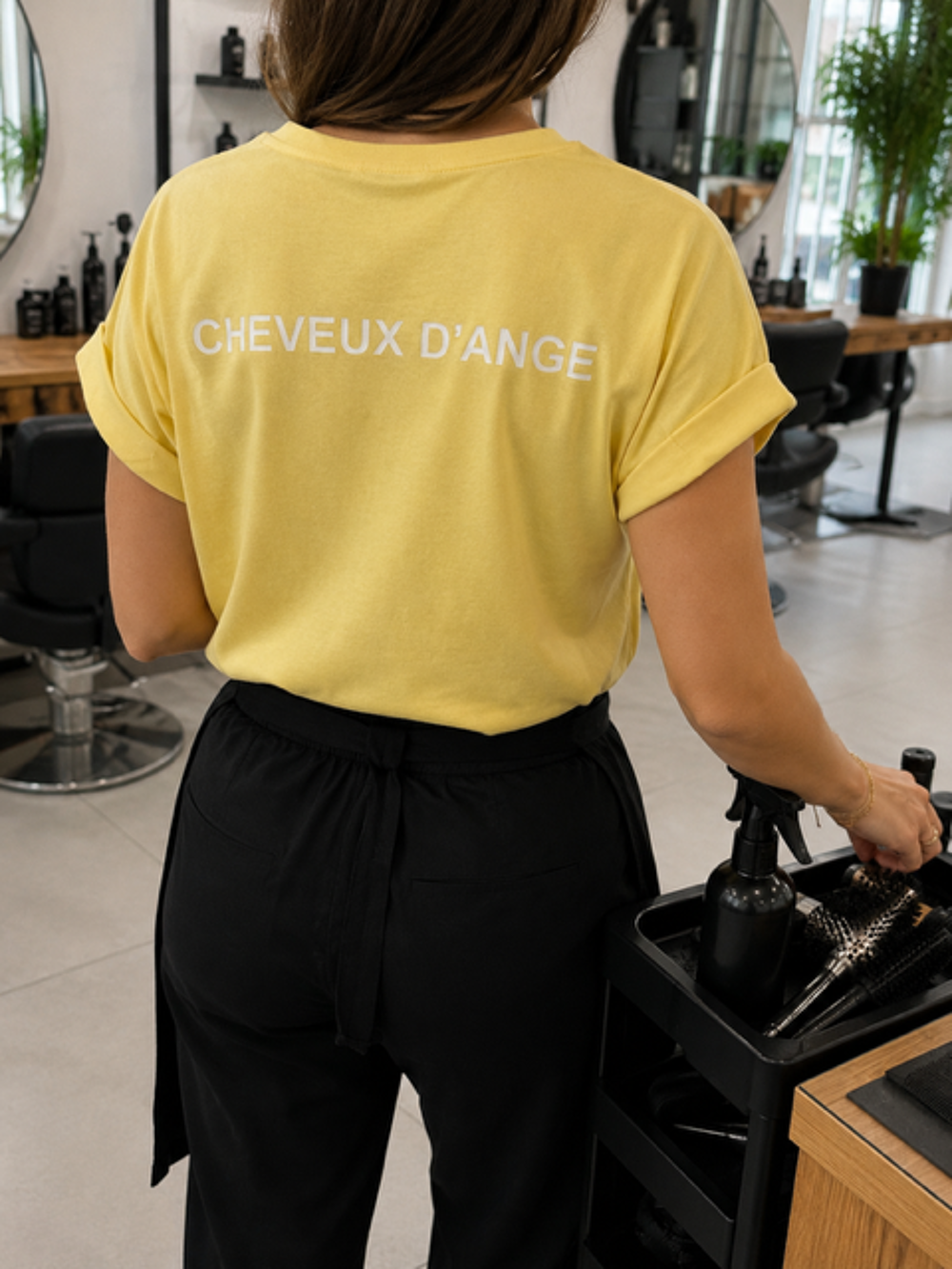 t shirt jaune femme flocage dos