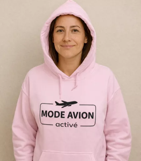 👚 Sweat à capuche femme – « Mode avion activé »