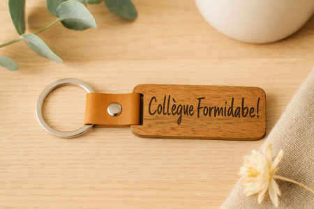 🗝️ Porte-clés en bois « Collègue formidable »