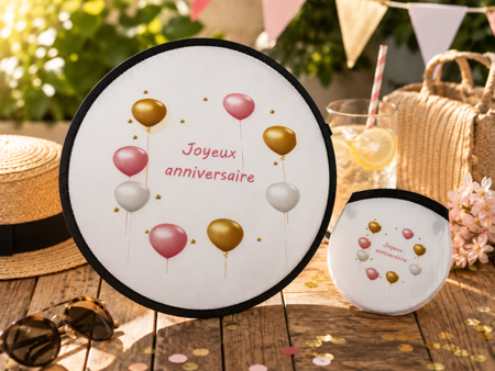 Éventail pliant personnalisé "Joyeux Anniversaire" 🎂🎉🌸