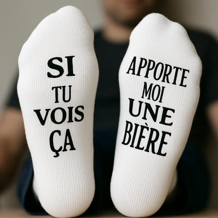 chaussette de sport "si  tu vois ça apporte moi une bière"