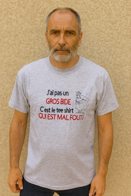 T-shirt homme humour 😎 J’ai pas un gros bide… c’est le t-shirt qui est mal foutu !