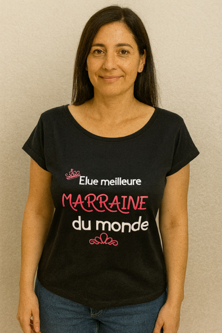 T-shirt femme “Élue meilleure marraine du monde” 
