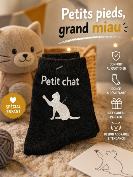 🐱 Chaussettes enfant – « Petit Chat »