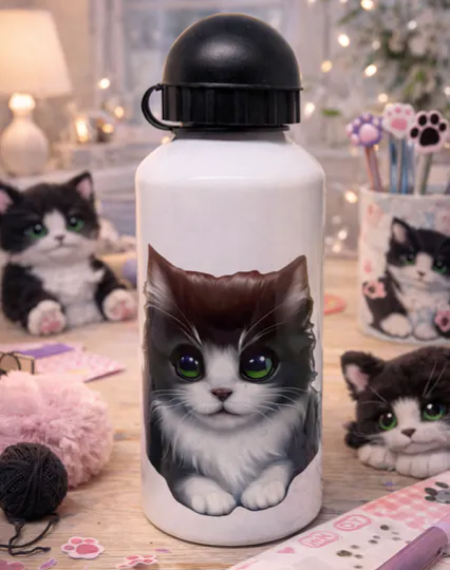 🐱✨ Gourde Aluminium « Chat Adorable » 💦