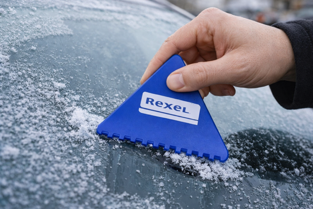 petit grattoir a main  bleu