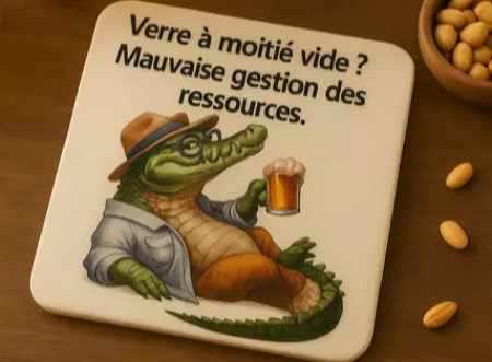 🍻 Dessous de verre – “Verre à moitié vide : mauvaise gestion des ressources” 🍷