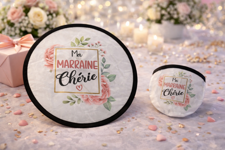 🌸 Éventail pliant – « Ma Marraine Chérie »