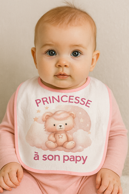 Bavoir rose "Princesse à son papy" 